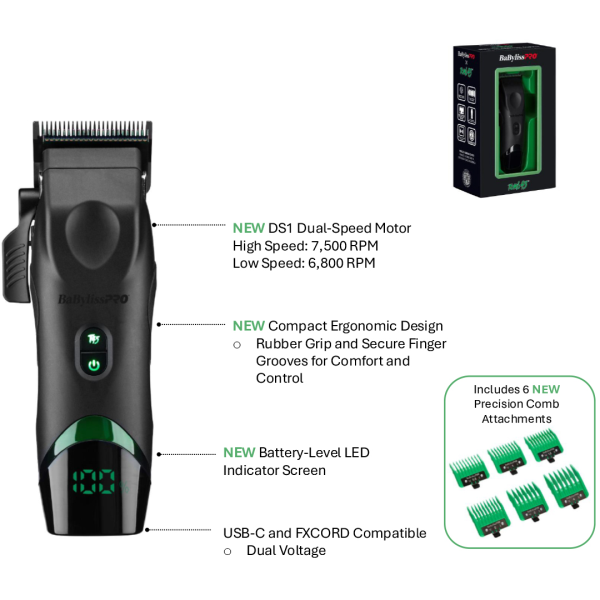 BaBylissPRO x Tomb45 Clipper with Wireless Charging (FXT45C)