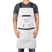 Water-Repellent Barber/Salon Apron with Adjustable Straps in White