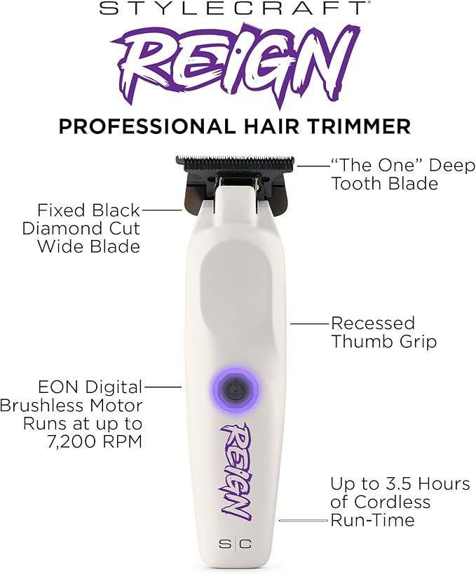 StyleCraft Reign Professional Hair Trimmer with EON Digital Brushless Motor