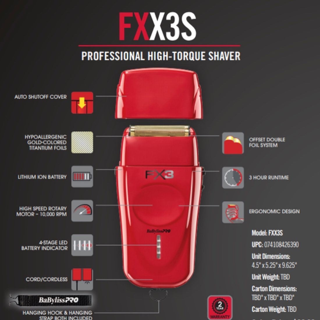 BaByliss PRO FX3 Red Double Foil Shaver FXX3S