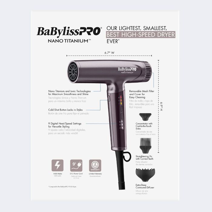BaBylissPRO Nano Titanium High-Speed Hair Dryer