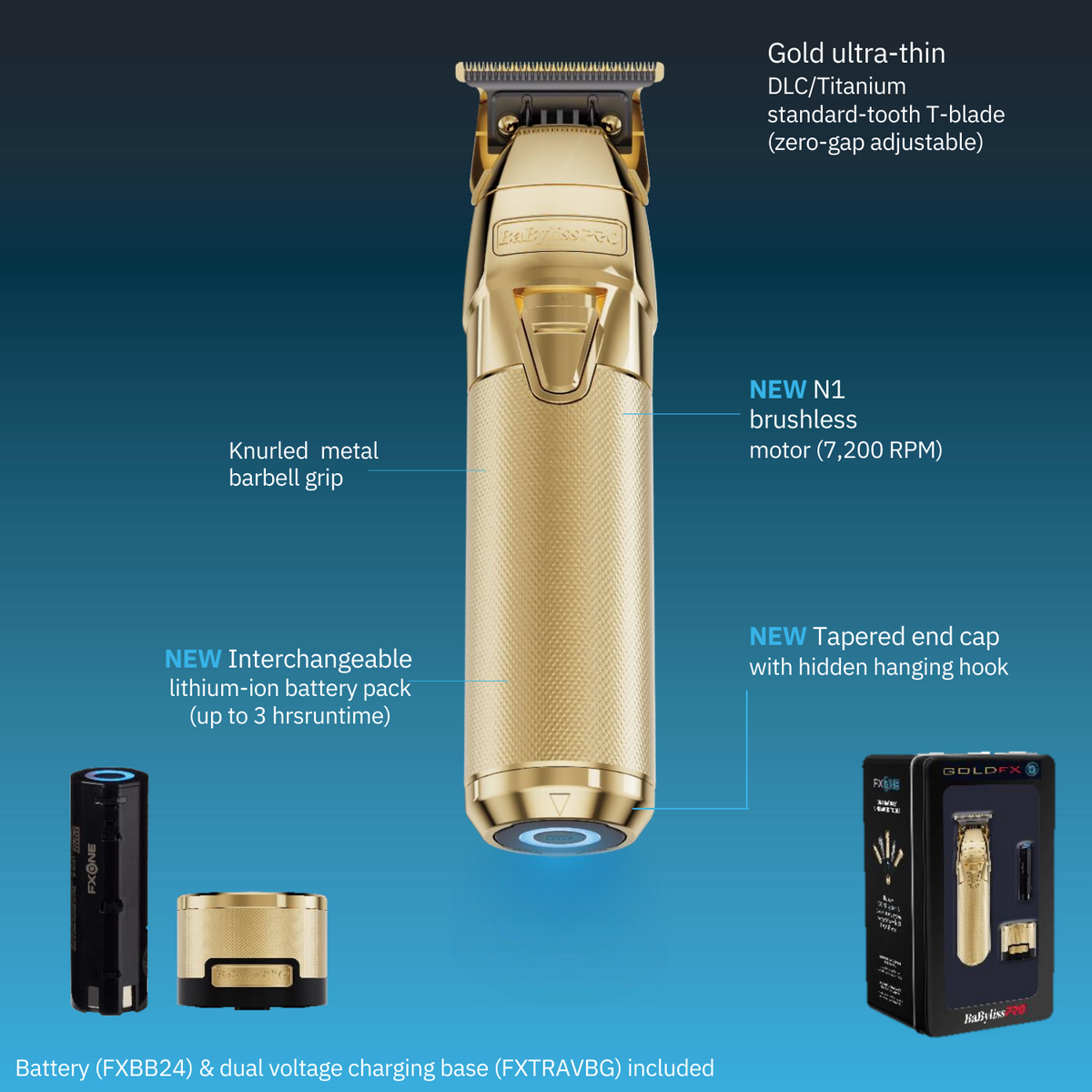 BABYLISSPRO FXONE FX799G GOLDFX TRIMMER NEW N1 Brushless Motor