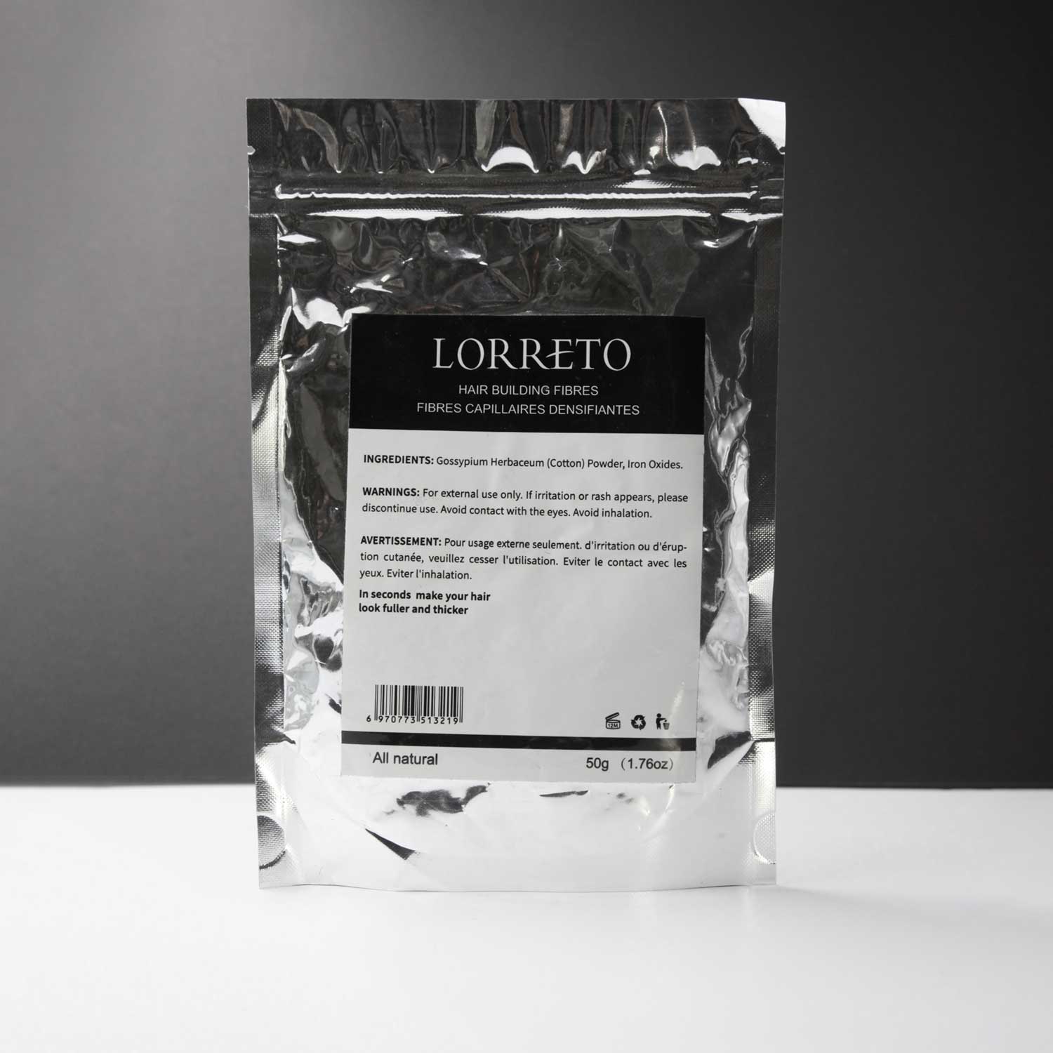 Lorreto Hair Building Fibers Bag 50g (Black)