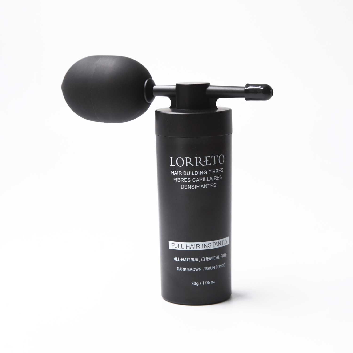 Lorreto 30g Hair Building Fibers + Applicator (Dark Brown)