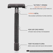 Lorreto Nostalgic Long Handle Butterfly Double Edge Safety Razor